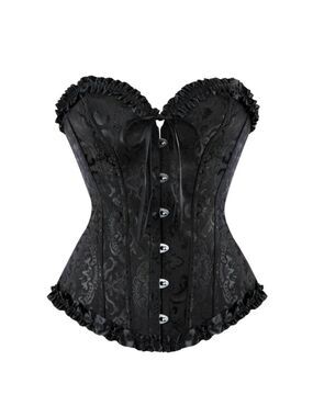 S - XL • Jacquard Lace Up Bustier Top Boned Overbust Corset • NWOT